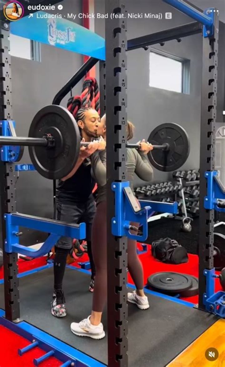 Eudoxie Mbouguiengue in Workout Gear Lifts Weights with Husband Ludacris