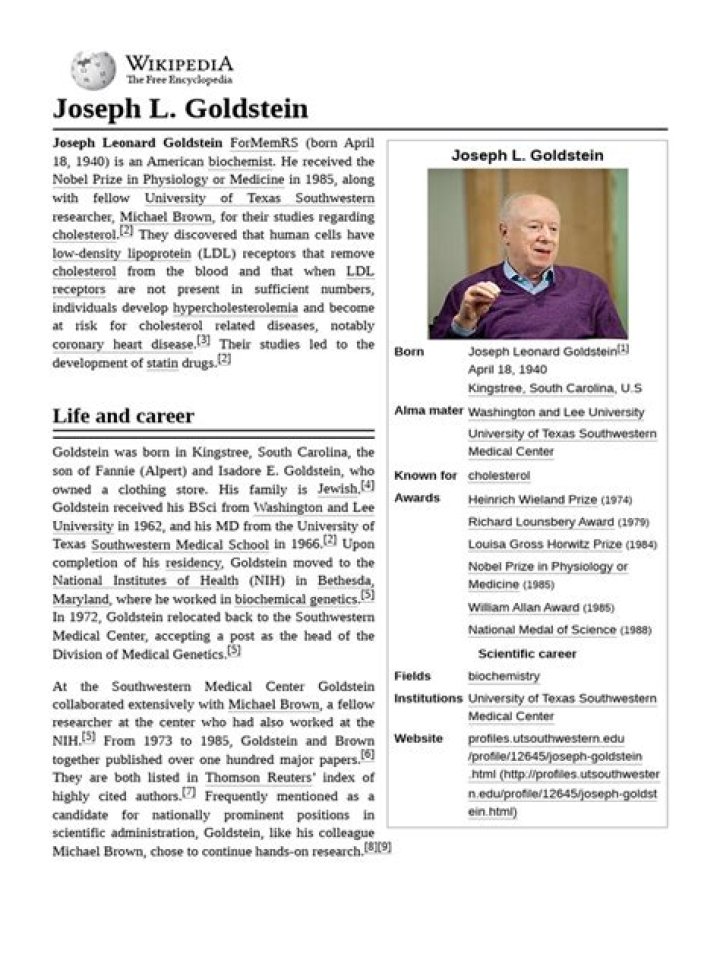 Joseph L. Goldstein Biography - Childhood, Life Achievements & Timeline