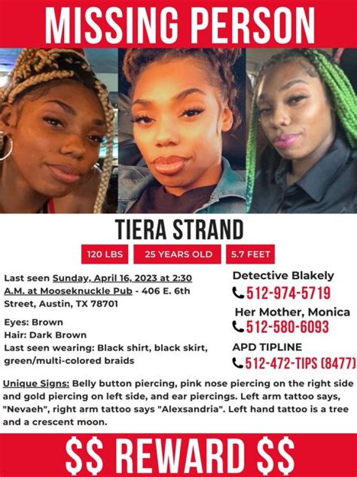 Missing Tiera Strand of Austin, TX, Found Dead